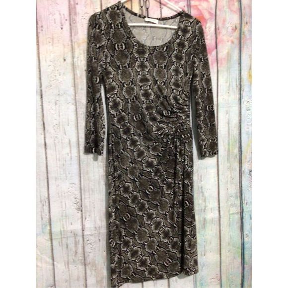 Calvin Klein Designer Side Ruched Dress Snakeskin Size Small ☃️❄️ - Picture 8 of 9